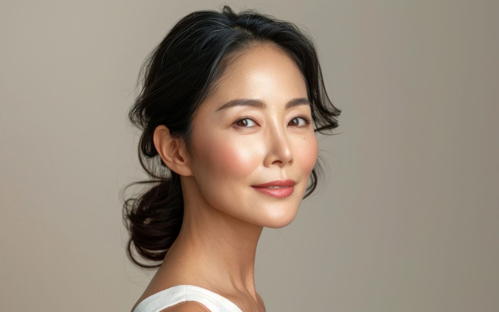 膚質透亮的四十多歲女性